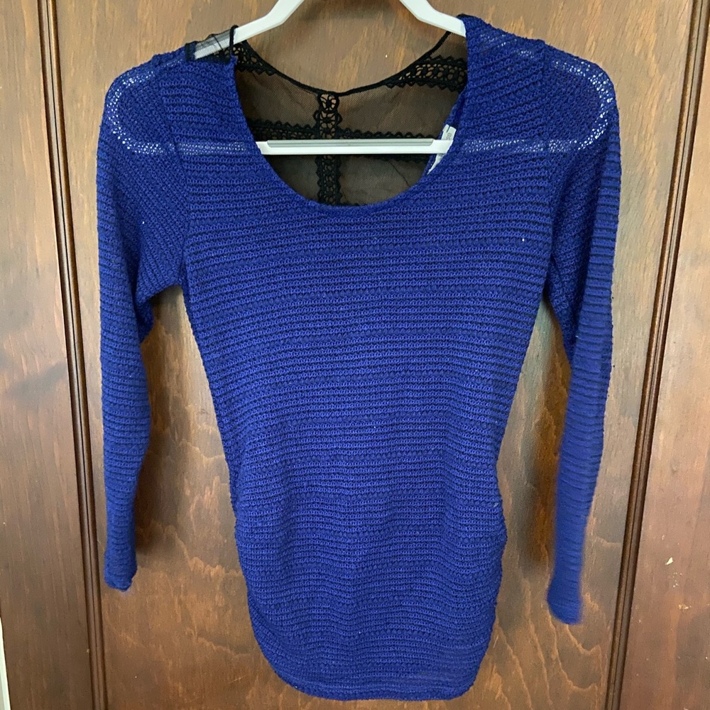 Blue top.
